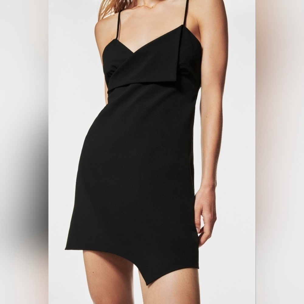 ZARA Crossover Surplice Neckline Strappy Mini Dress in Black

#1229